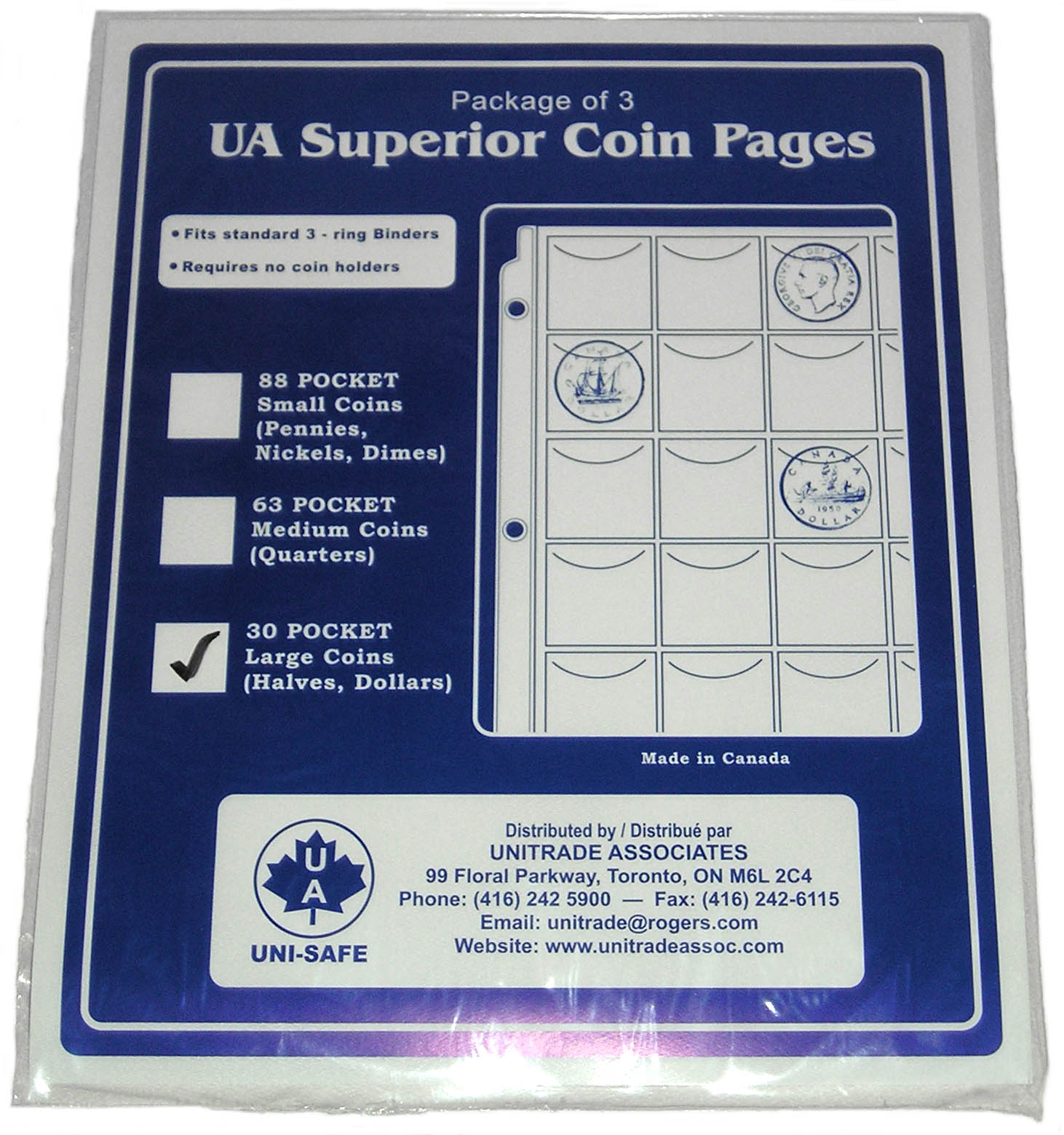 Unisafe 'Universal' Coin Album Complete with Blue Padded Binder 